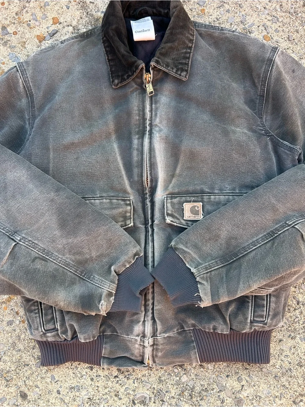 VTG Rare Faded Distressed Carhartt Jacket J165 PTL Duck Bomber Size M